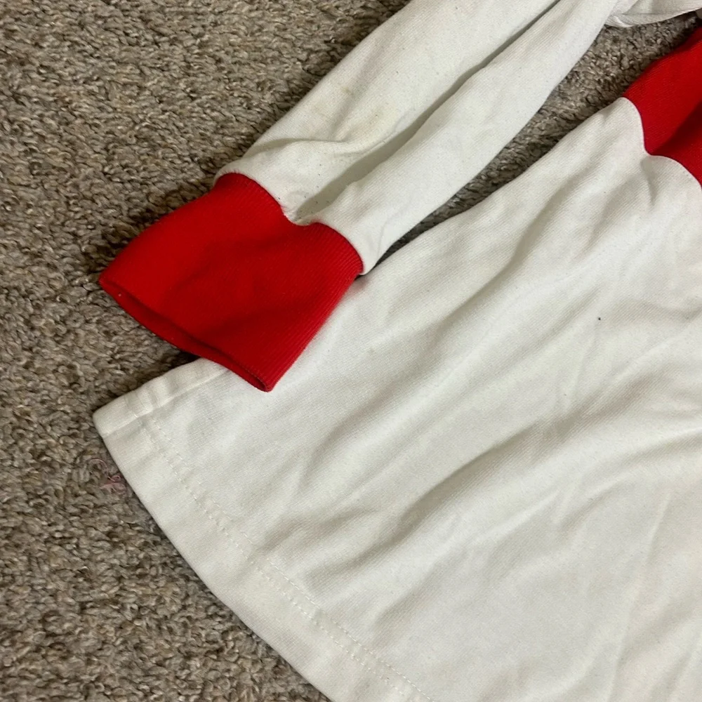80s ADIDAS Rugby Shirt Vtg. Spellout Long Sleeve Polo Jersey Red White Retro Men